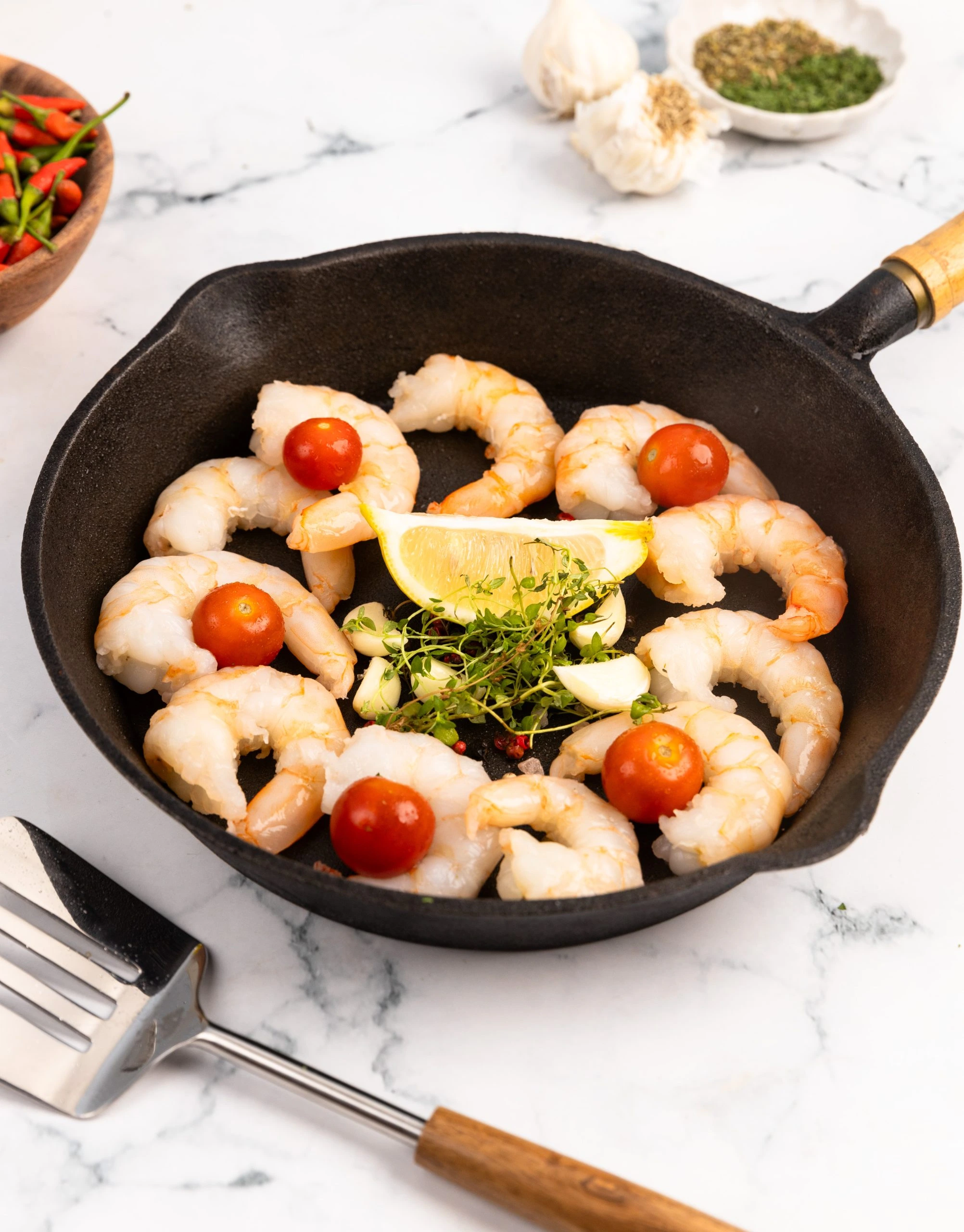 poêler de crevettes